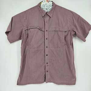 GameGuard Shirt Mens XL Maroon Gingham Vented Fishing Short Sleeve Outdoor